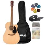 Fender FA-25CE Electro Acoustic Guitar Dreadnought with Gig-Bag, Polishing Cloth, Strap, Picks & E-Book - Natural