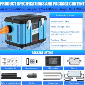VELPAX 8kW Diesel Air Heater – Portable Fast Heating Unit
