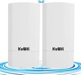 KuWFi Outdoor Wireless Bridge, 300Mbps WiFi Bridge,Indoor&Outdoor Point to Point Wireless Bridge Support 1KM Long Distance for Starlink Router, CCTV&Surveillance Camera, Ideal for Garden,Farm