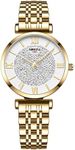 NIBOSI Women's Watch Analog Quartz Rose Gold Diamond Wrist Watch for Ladies Stylish Stainless Steel Gold Dress Watch Gift