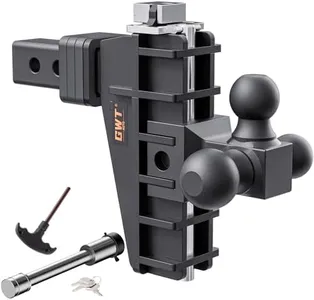 GWTAUTO Adjustable Trailer Hitch, Tri-Ball (1-7/8" x 2" x 2-5/16") Drop Hitch, Fits 2-Inch Receiver, 6 Inch Drop Hitch, 17000 LBS GTW-Class 3 Tow Hitch for Heavy Duty Truck, Black, Solid Ball Mount
