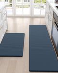 DEXI Kitchen Rugs and Mats, Cushioned Anti Fatigue Comfort Mat, 2/5Inch Waterproof Non Skid Standing Kitchen Rug Set, 17x29+17x59, Navy