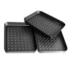 3 Pack Boot Mat Tray, Black Shoe for Floor Protection Tray,Boot Drying Mat w/Lip, Dirt Rug, Dog Water Mat & Litter Box ray,Garden Garage-Indoor Outdoor (13.8 x 10.8Inch)