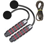 LEKEONE Ropeless Jump Rope,Switchable Dual Mode Ropeless and Corded Jump Rope With Memory Foam Handle Adjustable Skipping Jump Rope for Adult and Children Fitness Training Tool (Red)