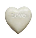 Creative Co-op Soapstone Heart Decoration Engraved Love, Stone, White