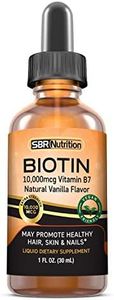 MAX Absorption Biotin Liquid Drops, 10000mcg of Biotin Per Serving, 60 Serving, No Artificial Preservatives, Vegan Friendly, Supports Healthy Hair Growth, Strong Nails and Glowing Skin, Made in USA