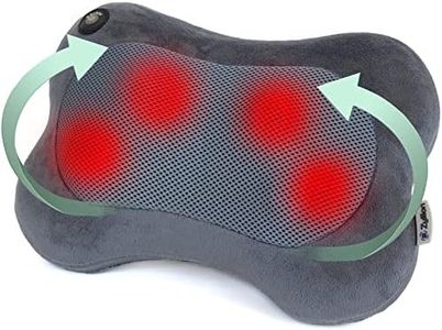 Zyllion Shiatsu Back and Neck Massager with Heat - 3D Kneading Deep Tissue Electric Massage Pillow for Chair, Car, Muscle Pain Relief on Shoulders, Legs, Foot - Doctor Recommended - Slate (ZMA-13)