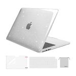 MOSISO Compatible with MacBook Air 13.6 inch Case 2022-2024 Release M3 A3113 M2 A2681 with Touch ID, Sparkly Glitter Plastic Hard Shell Case&Keyboard Cover&Screen Protector&Storage Bag, Transparent