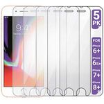 Aduro Screen Protector for Apple iPhone 8 Plus/7 Plus/6 Plus/6s Plus 5.5-inch (NOT 4.7), Shatterguardz Tempered Glass Shatter Proof Film, 5 Pack