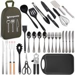 Wesqunie Camping Essentials Accessories Cooking Utensils, 30Pcs Outdoor Camp Kitchen Cookware Set Supplies Gadgets, Portable Picnic Stuff for BBQ, Camping Gear Must Haves, Camper Gift