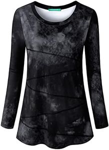 Kimmery Womens Fall Tops for Women Casual Fall Shirts for Women Workout Tops for Women Long Sleeve Tie Dye Shirt L