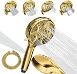 SparkPod 5 Inch 9 Spray Setting Shower Head - Handheld High Pressure Jet with On/Off Switch, Pause & Waterfall Setting- Premium ABS Removable Handheld Shower Head with Hose (6ft) (Egyptian Gold)