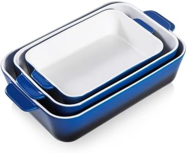 Culivora Ceramic Casserole Dish Set, Rectangular Baking Pans for Oven, Blue