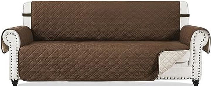 RHF Anti-Slip Sofa Cover for Leather Sofa, Couch Cover, Couch Covers for 3 Cushion Couch, Slip-Resistant Couch Cover for Leather Sofa, Sofa Covers for Living Room, Couch Covers(Sofa:Chocolate)
