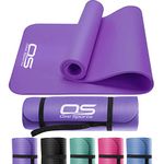 OZE SPORTS Yoga Mat Exercise NBR Fitness foam mat Extra Thick Non-Slip Large Padded High Density ideal for HiiT Pilates gymnastics mats Fitness & Workout with Free Carry Strap (Purple)