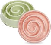 Juvale Interactive Dog Bowl, Spiral Slow Feeder Pet Dish (Pink and Green)