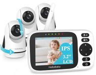 HelloBaby Baby Monitor 3 Cameras,Video Baby Monitors No WiFi with 3.2'' IPS Screen, Remote Pan-Tilt-Zoom Baby Camera Monitor,Plug&Play,Night Vision,1000ft,2-Way Talk, Temperature Display,ECO/VOX Mode