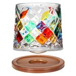 Rotatable Old Fashioned Glass Cup, 275ml/10oz Crystal Whiskey Glass, Wood Coaster, Thickening, Used as Rum Glass, Cocktail Cup, Coffee Cup, Milk Cup to Relax and Reduce Stress - 1 Piece