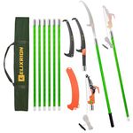 ELIXRION 7-27 Feet Extendable Pole Saw for Tree Trimming – Manual Branch Trimmer with Long Handle, Storage Bag, and Green Design – Perfect for Pruning and Cutting High Branches.