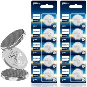 PHILIPS CR2450 3V Lithium Battery,10 Count CR 2450 Battery