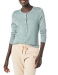 Amazon Essentials Women's Lightweight Crewneck Cardigan Sweater, Sage Green Heather, Medium