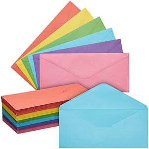 120-Pack #10 Business Mailing Colorful Envelopes in 6 Assorted Colors, Gummed V-Flap Seal for Party Invitations, Checks, Invoices, Letters, Notes, Photos (4.125 x 9.5 in)