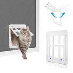 PETLESO Dog Door for Screen Door, Pet Screen Door for Small Dog Cat Door with Magnetic Flap Lockable Door Insert for Sliding Door, White Small 8.2”x 9.6”