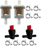 LETAYAR 1/4"" Inline Fuel Cut Off Valve Straight Gas Valve and Fuel Filter for Briggs Stratton 691035 40 Micron with Clamps