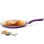 Wonderchef Royal Velvet Non-Stick 28cm Dosa Tawa I Induction Ready | Soft-Touch Handles |Non – Toxic I Virgin Aluminium| 3 mm Thick | 1.8 litres | 2 Year Warranty | Purple