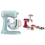 KitchenAid 7 Quart Bowl-Lift Stand Mixer, Mineral Water Blue, KSM70SKXXMI & Metal Food Grinder Attachment, KSMMGA