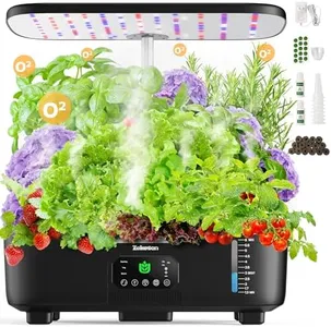 Misting Hydroponic Growing System Kit 15-Pods Indoor Smart Herb Garden Planter with LCD Touch Panel 6L Large Tank for Herb/Vegetables/Flowers/Fruits,Birthday&Christmas Gifts for Gardening Beginners