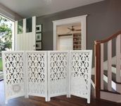 Store Craft Wooden Room Divider Partition/Screens for Living Room Wooden Partition Room Divider Room Screen 4 Panel 3 Feet Height Partitions Antique White Small Screen