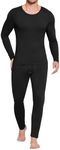 Ekouaer Men's Long Johns Thermal Underwear Comfy Soft Elastic Fabric Base Layer Set Cold Weather Warm Top and Bottom Black