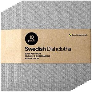 Swedish Wholesale Swedish DishCloths for Kitchen- 10 Pack Reusable Paper Towels Washable - Eco Friendly Cellulose Sponge Microfiber Dish Cloths - Kitchen Essentials - Grey