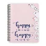 Papboo A5 Handy, Happy Mind, Easy to Carry Spiral Wiro Notebook : 100 GSM Natural Shade Paper, Dot Grid, 120 Pages, Journal, Diary, Gift