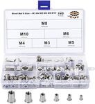 GSK Cut® 140 Pcs Zinc Plated M3 M4 M5 M6 M8 M10 Flat Head Metric Threaded Rivetnut Insert Nut insert Rivet Nut Kit