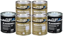 RUST BULLET Industrial - Metallic Gray - 6 Quart Combo (4 Industrial, 2 BlackShell) - Rust Preventative Coating for Industrial, Marine, Home and Farm Projects, Chip and UV Resistant, Durable Finish