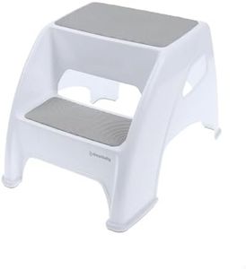 Dreambaby Toddler & Me 2 Up Step Stool, Toddler Step Stool Suitable for Adults, Holds Up to 135kg, Toilet Steps for Toddlers & Adults, Anti Slip Pads, Toilet Training Steps, Bathroom Stool - Grey