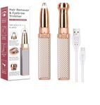 ENINAS Eyebrow Trimmer for Women, 2 in 1 Rechargeable Facial Hair Remover with Replaceable Heads, Professional Painless Personal Hair Removal Eyebrow Razor with Indicator Lights, (Rose Gold)