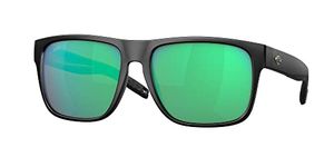 Costa Man Sunglasses Matte Black Frame, Green Mirror Lenses, 59MM, Matte Black/Green Mirrored Polarized 580g, 59 mm