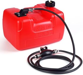 GarveeTech Marine Tank, 3 Gallon Marine Portable Tank Outboard Marine Boat Transfer Tank with 9.8ft Hose, Gauge for Outboard Engine Boats, Yacht, Fishing Boat, Deck Boat, Red