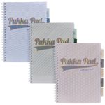 Pukka Pad Haze A4 Project Book – Pack of 3 Wirebound Notebooks with 5 Repositionable Dividers with Storage Pockets and Tabs for Organisation and Personalisation – 200 Pages, 100 Sheets of 80GSM Paper