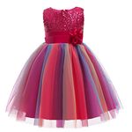 M MUNCASO Girls Princess Dress Sequin Tulle Flower Rainbow Round Collar Sleeveless Formal Dress Birthday Party Wedding Bridesmaid Girl Evening Dresses Toddler Baby Age for 3-9 Years