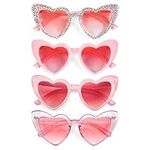 SUNOVELTIES Pink Heart Shaped Sunglasses Retro Rhinestone Glitter Party Favors Bulk Classic Eyewear Costume Glasses for Women