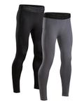 DANISH ENDURANCE Compression Tights, Running, Gym & Workout, Quick Dry, for Men, 2-Pack, Multicolour (1x Black, 1x Grey), L