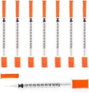 U-100 Syringe with Needle, 30G 1/2cc 5/16 Inch (8mm) Syringe, Individually Wrapped, Pack of 50