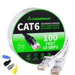 CableGeeker Cat 6 Ethernet Cable 100 ft, Support Cat7, 10Gbps High Speed Flat Internet Network Cable, White Computer Wire, RJ45 LAN Patch Cord for Outdoor&Indoor, Modem, Router, PS4/5