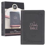 KJV Holy Bible, Compact Large Print Faux Leather Red Letter Edition - Ribbon Marker, King James Version, Gray