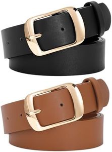 SUOSDEY Fashion Womens Leather Belt, Soft Leather Waist Belt with Pin Buckle for Jeans Pants,width 1.3"