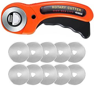 Rotary Cutter Professional Quilting Roller Fabric Cutting Tool with 10pcs Blades Safety Lock Sewing Rotary Cutter Craft Cutting Quilting Scrapbooking Tool for Fabric Paper Cloth Leather